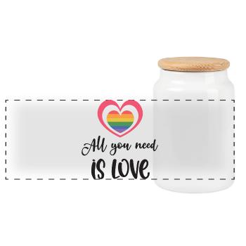 LGBT Pride Month - All You Need is Love - Panoramic Cookie Jar with Wooden Lid - white - Front