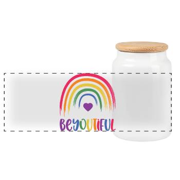 LGBT Pride Month - Be You Tiful - Panoramic Cookie Jar with Wooden Lid - white - Front