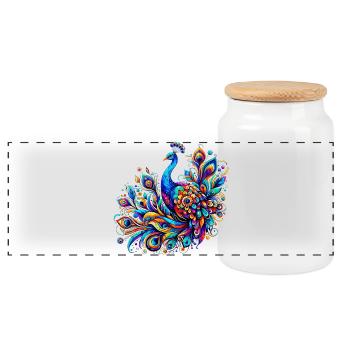Paon - Boîte à biscuits avec couvercle en bois - blanc - Devant
