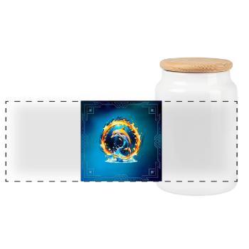 Un jeu fascinant entre le feu et l’eau. - Boîte à biscuits avec couvercle en bois - blanc - Devant