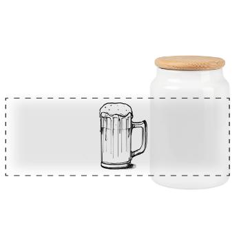 Gezeichnetes Glas Bier - Panorama Keksdose mit Holzdeckel - Weiß - Vorne