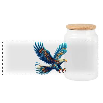 Eagle - Panoramic Cookie Jar with Wooden Lid - white - Front