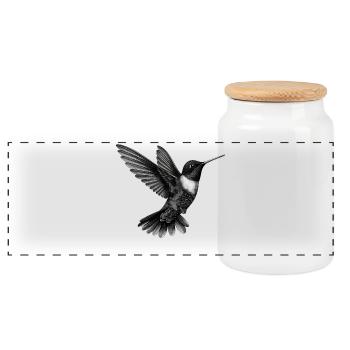 Kolibri | Hummingbird - Panorama Keksdose mit Holzdeckel - Weiß - Vorne