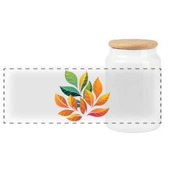 Plant Design - Panoramic Cookie Jar with Wooden Lid - white - Front