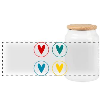 HEART. HEARTS. HEART. FATHER'S DAY. VALENTINE'S DAY - Panoramic Cookie Jar with Wooden Lid - white - Front