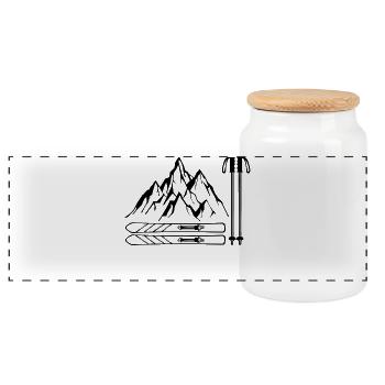 Wintersport Schifahren Schneefall Snowboard Berg - Panorama Keksdose mit Holzdeckel - Weiß - Vorne
