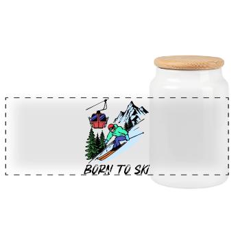 Déclaration du skieur Sports d’hiver Saut à ski Montagne - Boîte à biscuits avec couvercle en bois - blanc - Devant