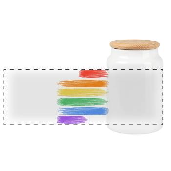 Liebe gewinnt Regenbogenstreifen - Panorama Keksdose mit Holzdeckel - Weiß - Vorne