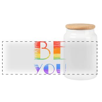 Be You Rainbow Brush Art - Panoramic Cookie Jar with Wooden Lid - white - Front