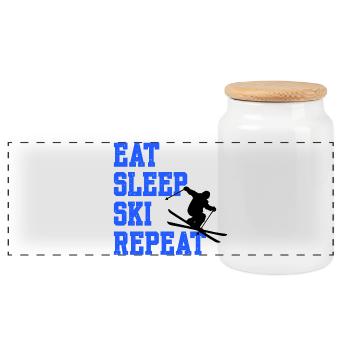 Skiing Snowboard Winter Sports Statement Winter - Panoramic Cookie Jar with Wooden Lid - white - Front