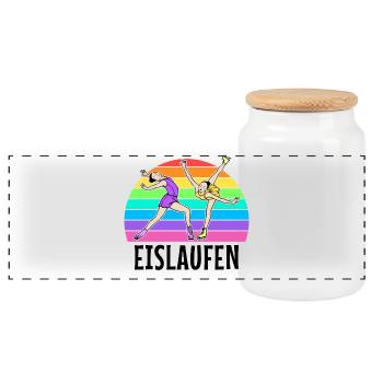Eislaufen Spruch Wintersport Schnee Kalt Eis - Panorama Keksdose mit Holzdeckel - Weiß - Vorne