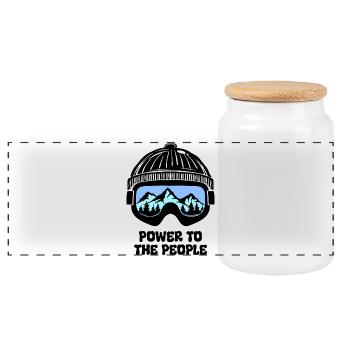 Skier Statement Winter Sports Winter Holidays Mountain - Panoramic Cookie Jar with Wooden Lid - white - Front