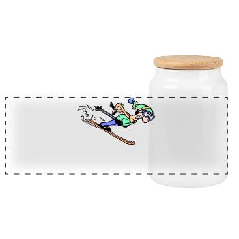 Wintersport Eishockey Snowboard Schifahrer Eis - Panorama Keksdose mit Holzdeckel - Weiß - Vorne