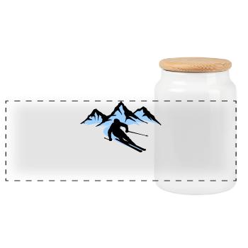 Mountain Winter sports Winter season Fun on the slopes Snow - Panoramic Cookie Jar with Wooden Lid - white - Front