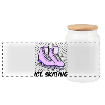 Eislaufen Eishockey Wintersport Schnee Winter - Panorama Keksdose mit Holzdeckel - Weiß - Vorne