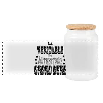 La Véritable et Authentique Grand Mère - Boîte à biscuits avec couvercle en bois - blanc - Devant