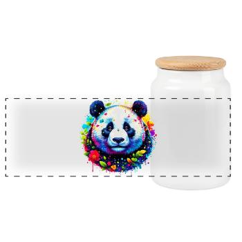 Panda - Panorama Keksdose mit Holzdeckel - Weiß - Vorne