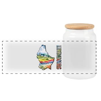 Carte à l’aquarelle du Luxembourg - Boîte à biscuits avec couvercle en bois - blanc - Devant