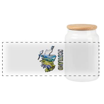 Carte à l’aquarelle de l’Écosse - Boîte à biscuits avec couvercle en bois - blanc - Devant