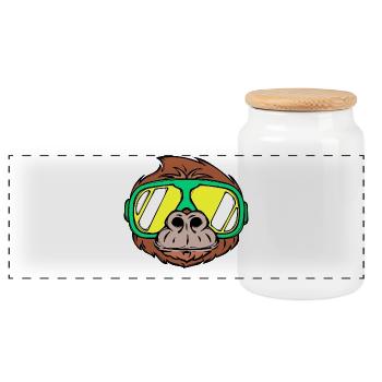 Winter Sports Skiing Winter Season Ski Holiday - Panoramic Cookie Jar with Wooden Lid - white - Front