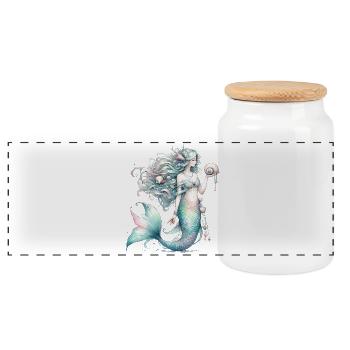 Sirène magique aux couleurs pastel - Boîte à biscuits avec couvercle en bois - blanc - Devant