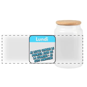 Monday - Panoramic Cookie Jar with Wooden Lid - white - Front