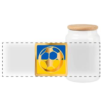 UKRAINE FUßBALLER FUßBALL - Panorama Keksdose mit Holzdeckel - Weiß - Vorne