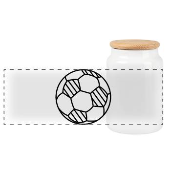 Soccer Minimal Lines Logo Player Club Team - Panoramic Cookie Jar with Wooden Lid - white - Front