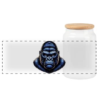Gorille - Boîte à biscuits avec couvercle en bois - blanc - Devant