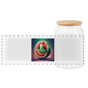 pastèque, fruit, Palestine - Boîte à biscuits avec couvercle en bois - blanc - Devant
