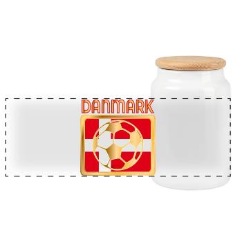 Dänemark Fußball - Panorama Keksdose mit Holzdeckel - Weiß - Vorne