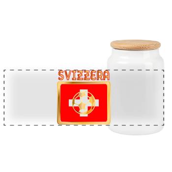 Schweizer Italienischer Fußball - Panorama Keksdose mit Holzdeckel - Weiß - Vorne