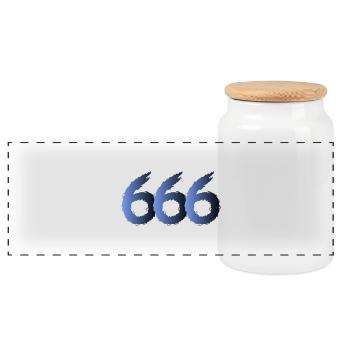666 Satan Symbol - Devil - Evil - Panoramic Cookie Jar with Wooden Lid - white - Front