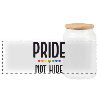 Mois de la fierté LGBT - Pride, not hide - Boîte à biscuits avec couvercle en bois - blanc - Devant
