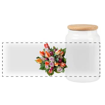 Bouquet de fleurs – Rêves pastel - Boîte à biscuits avec couvercle en bois - blanc - Devant