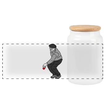 Petanque Spieler Linkshänder - Panorama Keksdose mit Holzdeckel - Weiß - Vorne