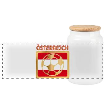 ÖSTERREICHISCHE FAHNE - FUßBALL ÖSTERREICH - Panorama Keksdose mit Holzdeckel - Weiß - Vorne