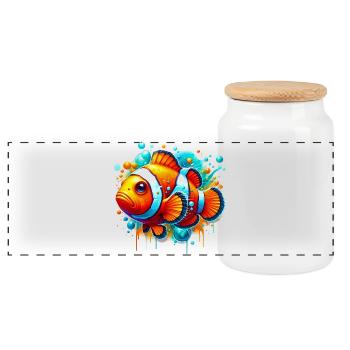Clownfisch - Panorama Keksdose mit Holzdeckel - Weiß - Vorne