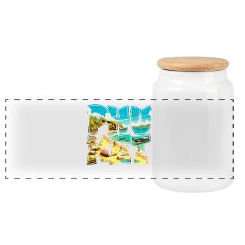 Phuket Thailand Strand Urlaub Design - Panorama Keksdose mit Holzdeckel - Weiß - Vorne