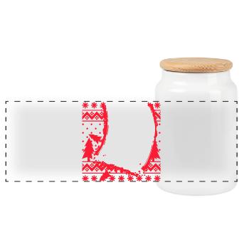 Saison d’hiver Skieurs Ski Sports d’hiver - Boîte à biscuits avec couvercle en bois - blanc - Devant