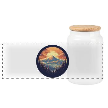 Sonnenuntergang Berge | Mountain | Sunset Peaks - Panorama Keksdose mit Holzdeckel - Weiß - Vorne