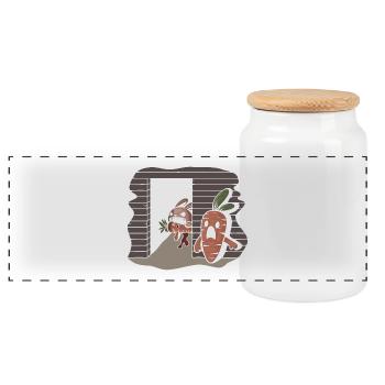 lapin tueur en série de carottes - Boîte à biscuits avec couvercle en bois - blanc - Devant