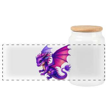 Dragon - Panoramic Cookie Jar with Wooden Lid - white - Front