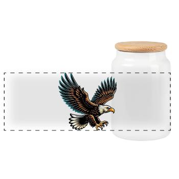Eagle - Panoramic Cookie Jar with Wooden Lid - white - Front