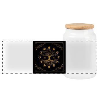 Majestueux arbre de vie doré - Boîte à biscuits avec couvercle en bois - blanc - Devant