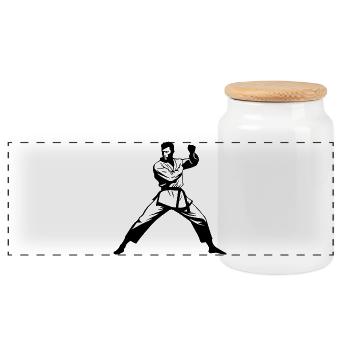 Karatéka - Boîte à biscuits avec couvercle en bois - blanc - Devant