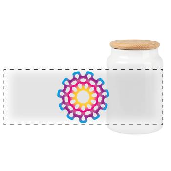 Yoga Verlauf Mandala Meditation bunt farbenfroh - Panorama Keksdose mit Holzdeckel - Weiß - Vorne