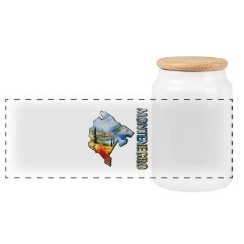 Aquarell Landkarte Montenegro - Panorama Keksdose mit Holzdeckel - Weiß - Vorne