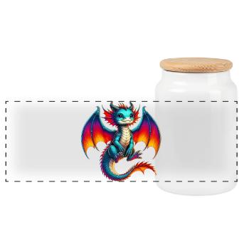 Dragon - Panoramic Cookie Jar with Wooden Lid - white - Front