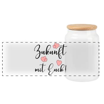 Zukunft mit Euch Verbundenheit - Panorama Keksdose mit Holzdeckel - Weiß - Vorne